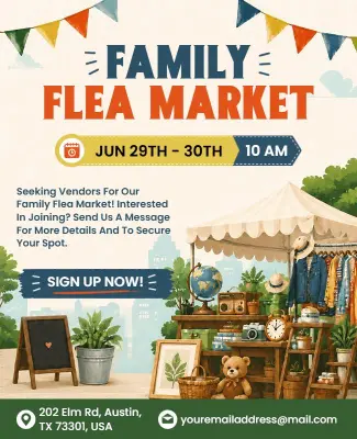 Family Flea Market Event Poster Template