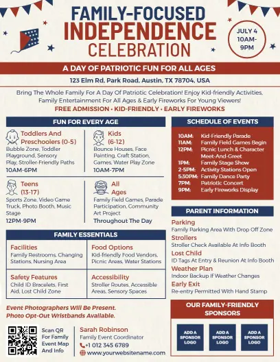 Family-Focused Independence Celebration Flyer Template