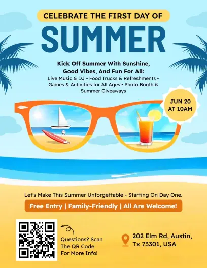 Family-Friendly First Day of Summer Event Flyer Template