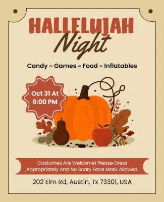 Family-Friendly Hallelujah Night Event Flyer Template