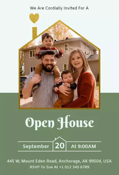 Family-Friendly Home Tour Open House Invitation Template