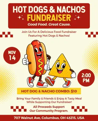 Family Friendly Hot Dogs and Nachos Fundraiser Flyer Template