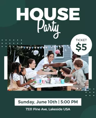Family Friendly House Party Invitation Flyer Template