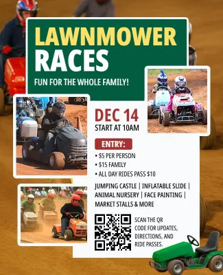 Family Friendly Lawnmower Races Flyer Template