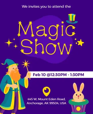 Family-Friendly Magician Show Event Flyer Template