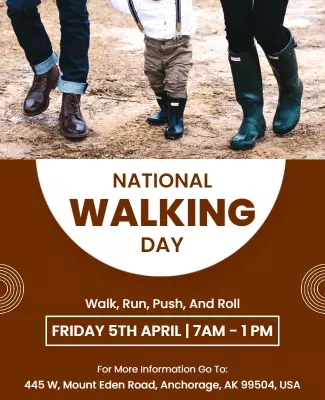 Family-Friendly Outdoor National Walking Day Celebration Poster Template