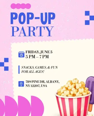Family Friendly Pop-up Party Event Flyer Template
