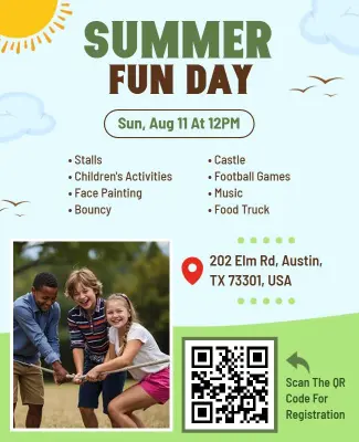 Family-Friendly Summer Fun Day Event Flyer Template