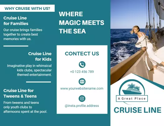 Family-Friendly Tropical Cruise Adventure Travel Brochure Template