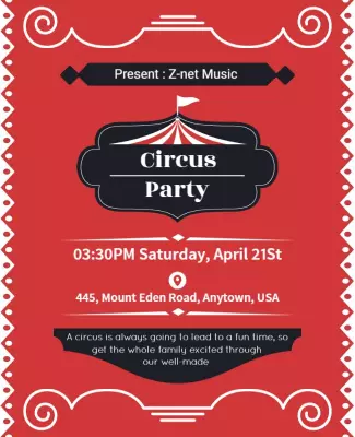Family Fun Circus Party Flyer Template