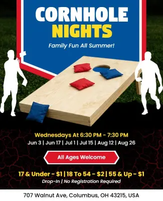 Family Fun Cornhole Nights Poster Template