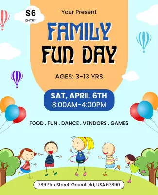 Playful Colorful Family Fun Day Outdoor Festival Flyer Template