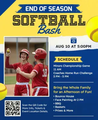 Family Fun End of Season Softball Bash Flyer Template