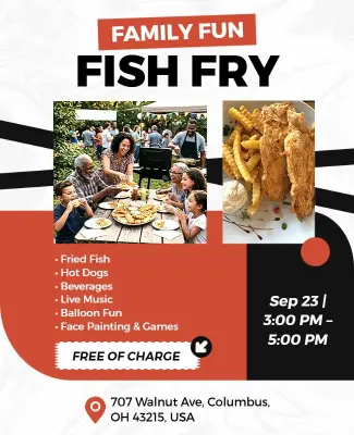 Family Fun Fish Fry Event Poster Template