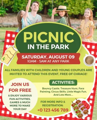 Family Fun Picnic in the Park Flyer Template