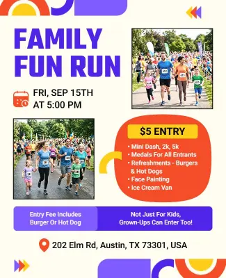 Family Fun Run Event Poster Template