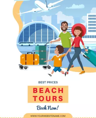 Family Fun Summer Beach Tours Travel Poster Template