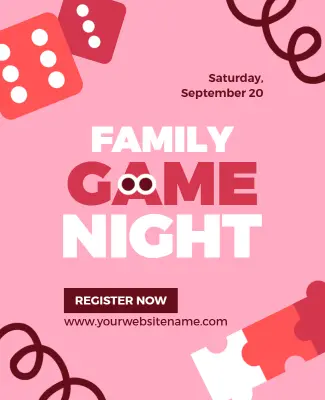Family Game Night Event Poster Template