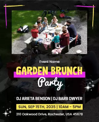 Family Garden Brunch Party Flyer Template