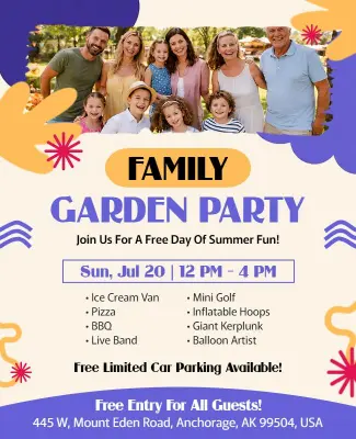 Family Garden Party Celebration Poster Template