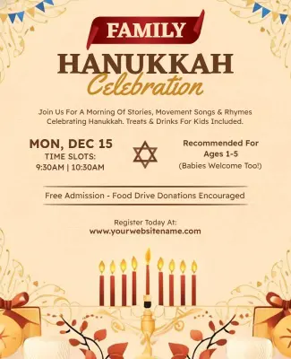 Family Hanukkah Celebration Event Flyer Template