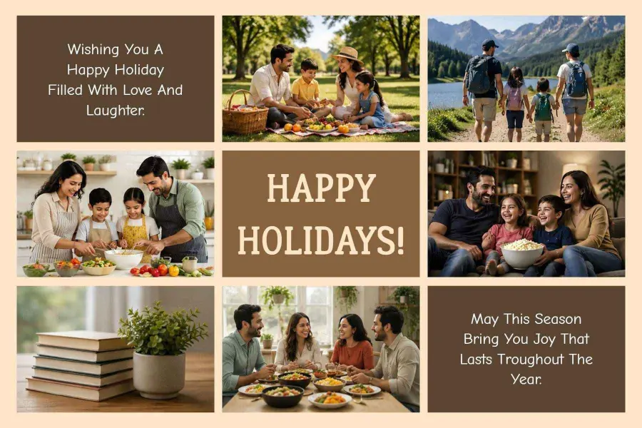Family Holiday Celebration Collage Postcard Template