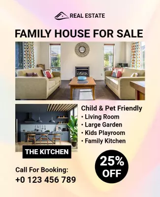 Modern Bright Family House for Sale Flyer Template