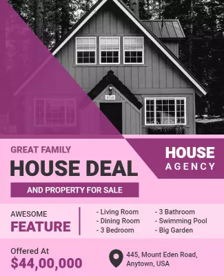 Family House Sale and Property Listing Flyer Template