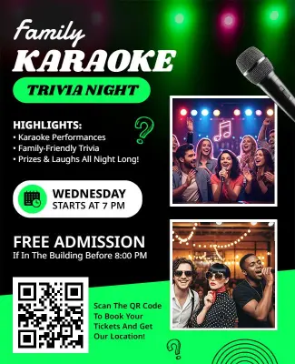 Family Karaoke Trivia Night Event Flyer Template