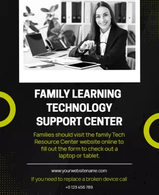 Family Learning Technology Support Center Flyer Template
