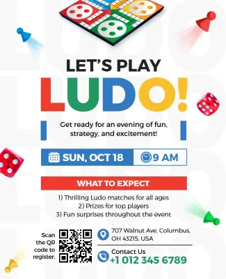 Family Ludo Game Night Event Flyer Template