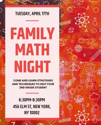 Family Math Night Educational Flyer Template