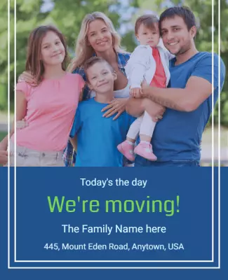 Cheerful Family Moving Announcement Flyer Template
