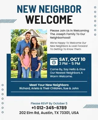 Family Neighborhood Introduction Gathering Flyer Template