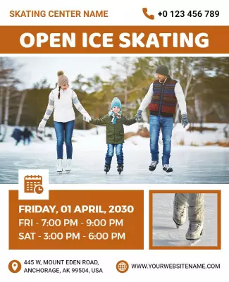 Family Open Ice Skating Event Flyer Template