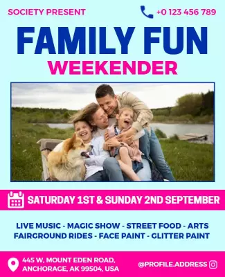 Family Outdoor Fun Weekender Event Flyer Template