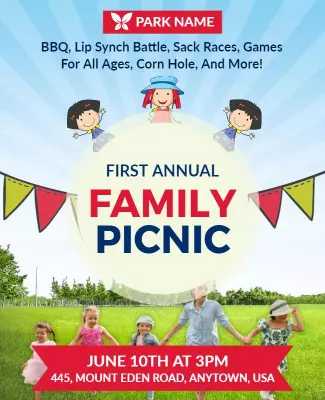 Family Picnic and Games Day Celebration Flyer Template