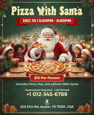 Family Pizza with Santa Event Flyer Template