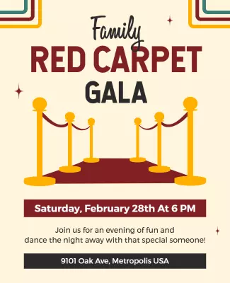 Family Red Carpet Gala Event Flyer Template