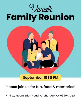 Family Reunion Celebration Announcement Flyer Template