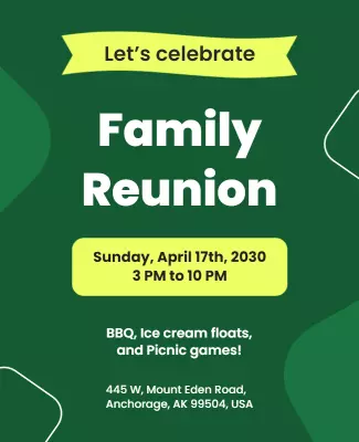 Playful Green Family Reunion Picnic Celebration Flyer Template