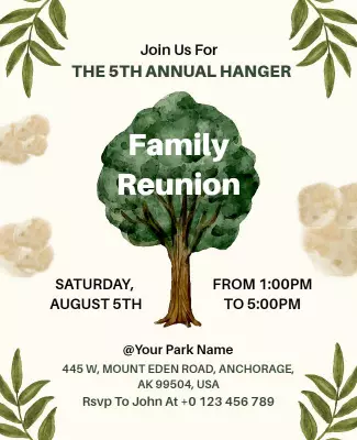 Family Reunion Event with Tree Design Flyer Template
