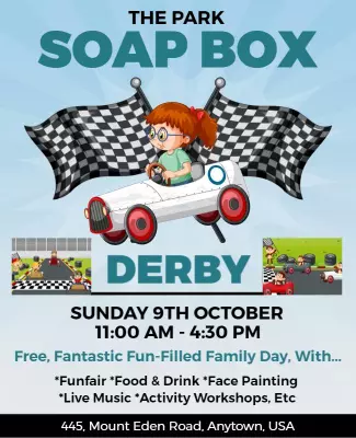 Family Soap Box Derby Event Flyer Template