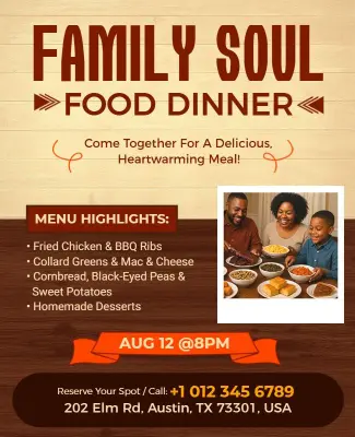 Family Soul Food Dinner Event Flyer Template