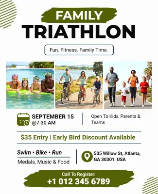 Family Triathlon Event Flyer Template