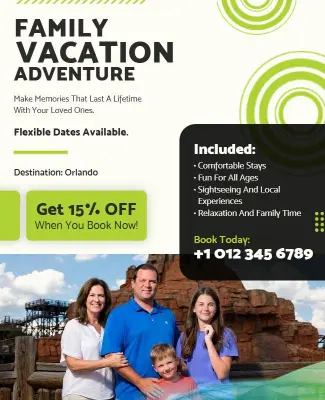 Family Vacation Adventure Travel Flyer Template