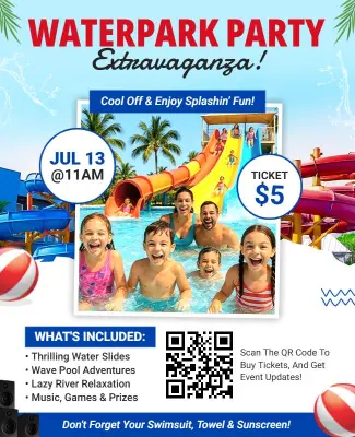 Family Waterpark Party Extravaganza Flyer Template