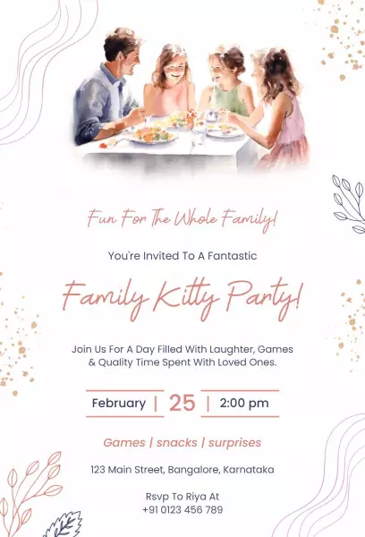Fantastic Family Fun Kitty Party Gathering Invitation Template