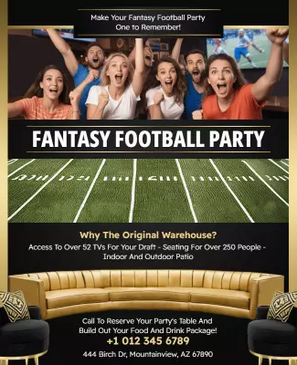 Fantasy Football Party Event Flyer Template