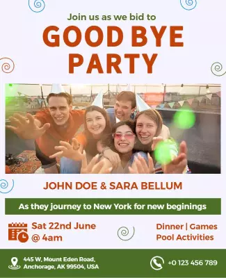 Farewell Celebration with Friends and Fun Activities Flyer Template